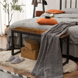 HOOBRO Dining Benches, Pair of 2 Benches, Industrial Style Indoor Benches, Durable Metal Frame, for Kitchen, Dining Room, Living Room, Rustic Brown HOOBRO