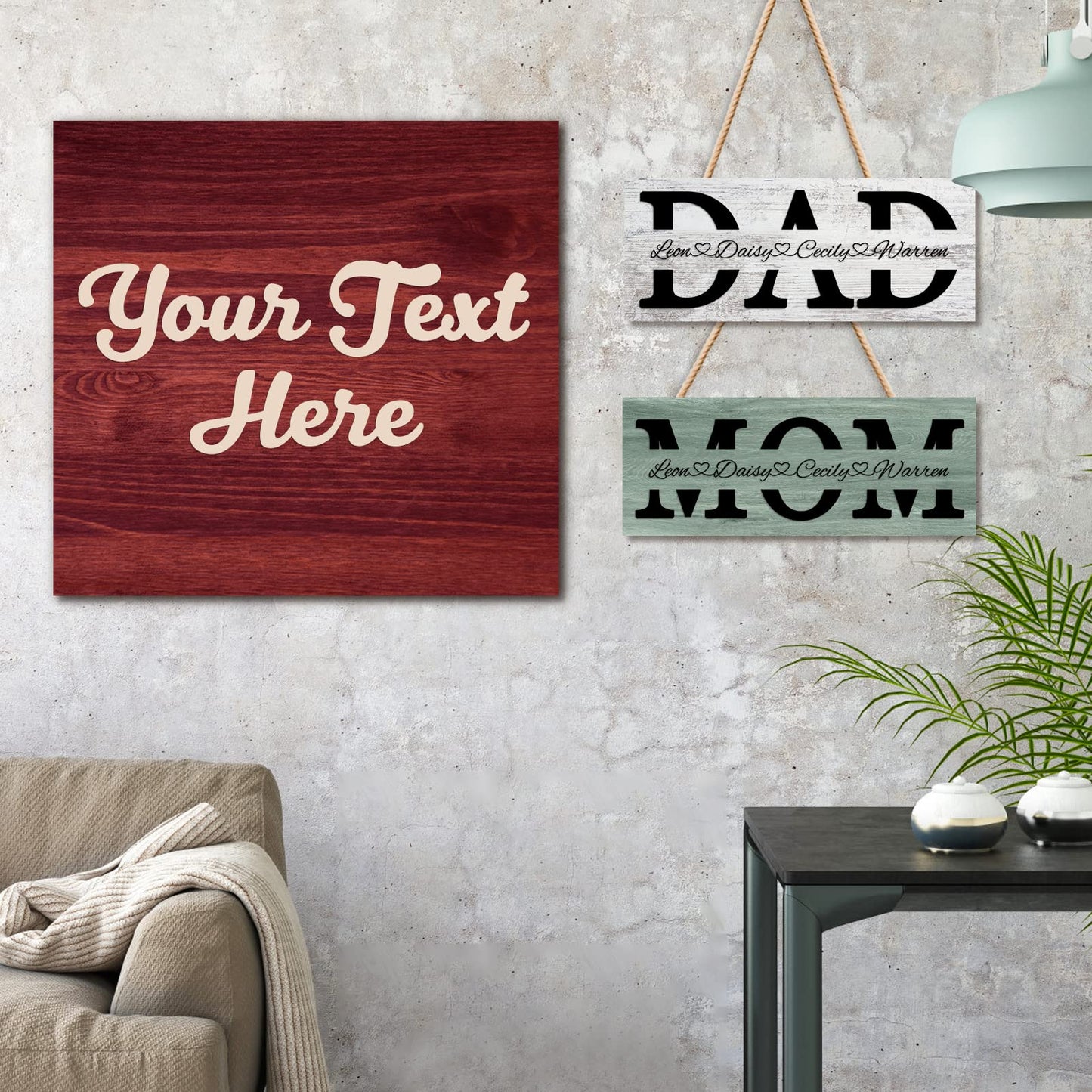 Custom Signs Personalized Wood Sign 3D Home Decor Gifts with Text Customized Wooden Signs Welcome Family Board for Rustic Wall Room Kitchen Farmhouse