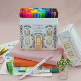 Winter Wonderland – 100 Dual Tip Markers + Winter Teal Dot Grid Journal Primrosia