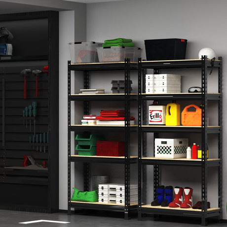 PrimeZone Storage Shelves 5 Tier Adjustable Garage Storage Shelving, Heavy Duty Metal Storage Utility Rack Shelf Unit for Warehouse Pantry Closet PrimeZone