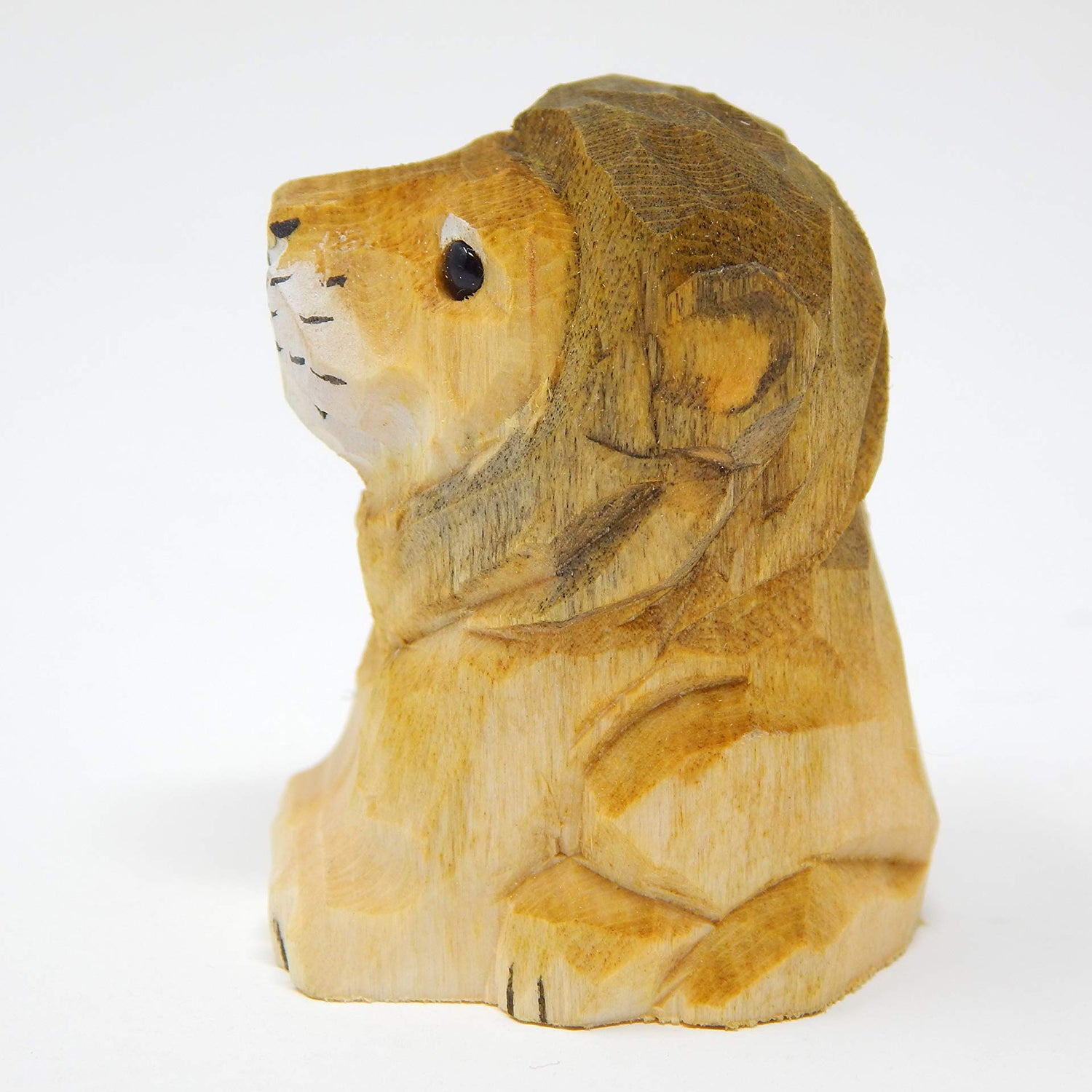 Lion Figurine Wood Decoration Statue Wall Art King Miniature Carved Small Animal Sculpture Selsela