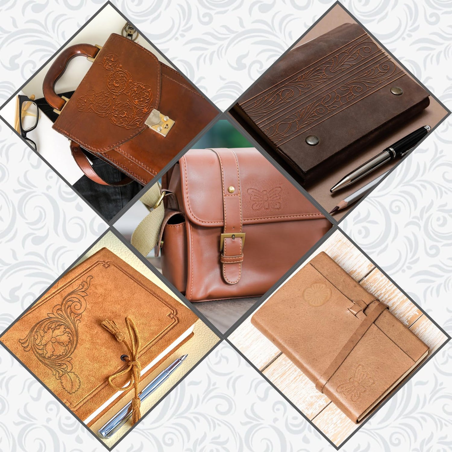 QMNNMA Leather Stamping Tools, Saddle Making Stamp Punch Set with Leather Scriber Pen, Leather Working Hammer and Tracing Paper, for Leather Carving QMNNMA