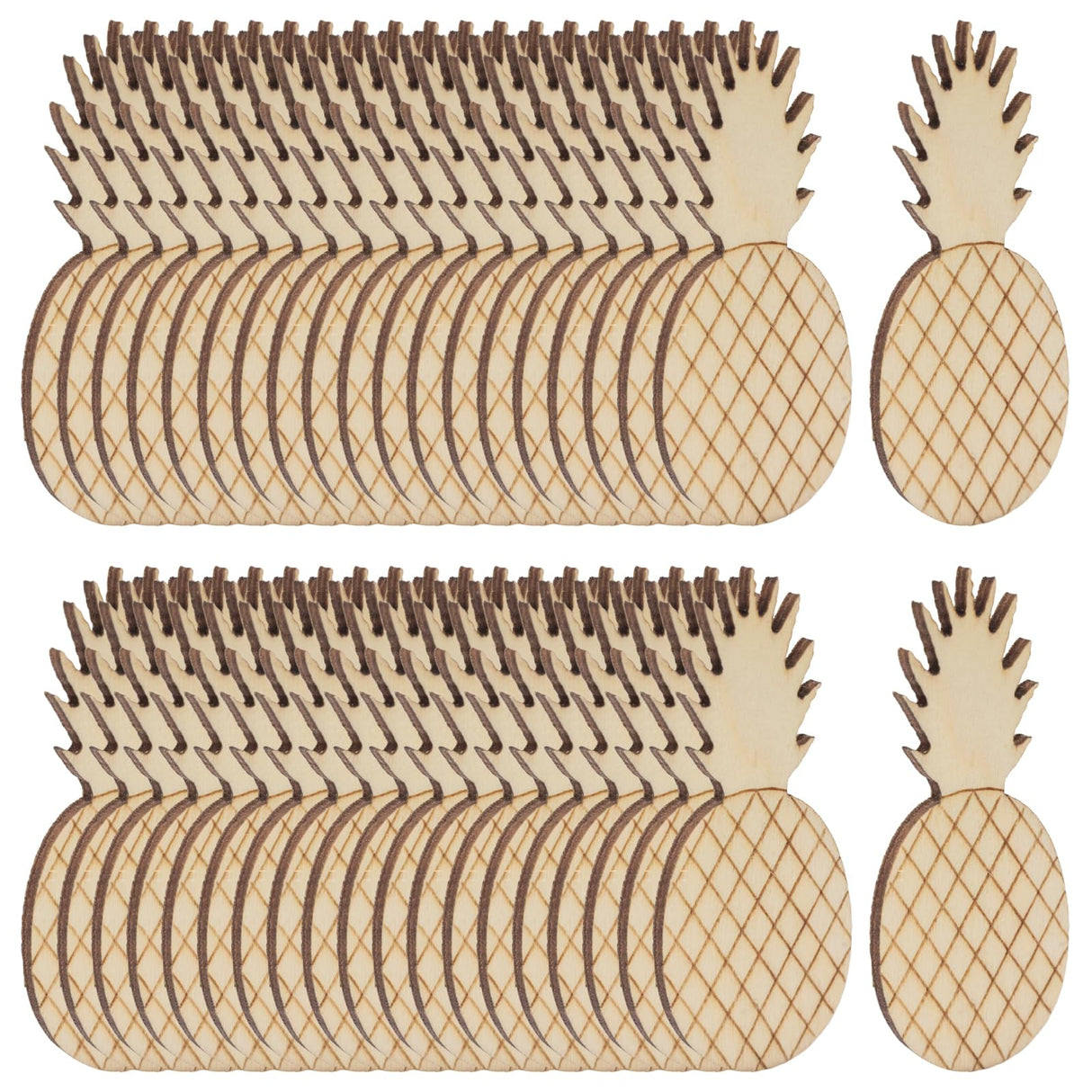 Honbay 100PCS Pineapple Unfinished Blank Wood Pieces Wood Slices Wood Chips Wooden Pineapple Shaped Embellishments Fruit Wood Cutouts Ornaments for HONBAY