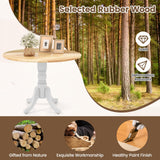 COSTWAY Round Dining Table for 4, 40-inch Wooden Kitchen Table With Solid Rubber Wood Frame, Curved Trestle Legs, Adjustable Foot Pads, Mid Century COSTWAY