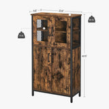 VASAGLE Pantry, Storage Cabinet with Door and Adjustable Shelf, for Living Room Kitchen, Industrial Style, Rustic Brown and Black ULSC260B01 VASAGLE