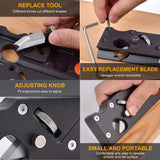 Eewudwok Chamfer Plane, Hand Chamfering Wood Planer, Premium Woodworking Edge Corner Flattening Tool Aluminum Alloy Plane with Handle for Quick Edge Eewudwok