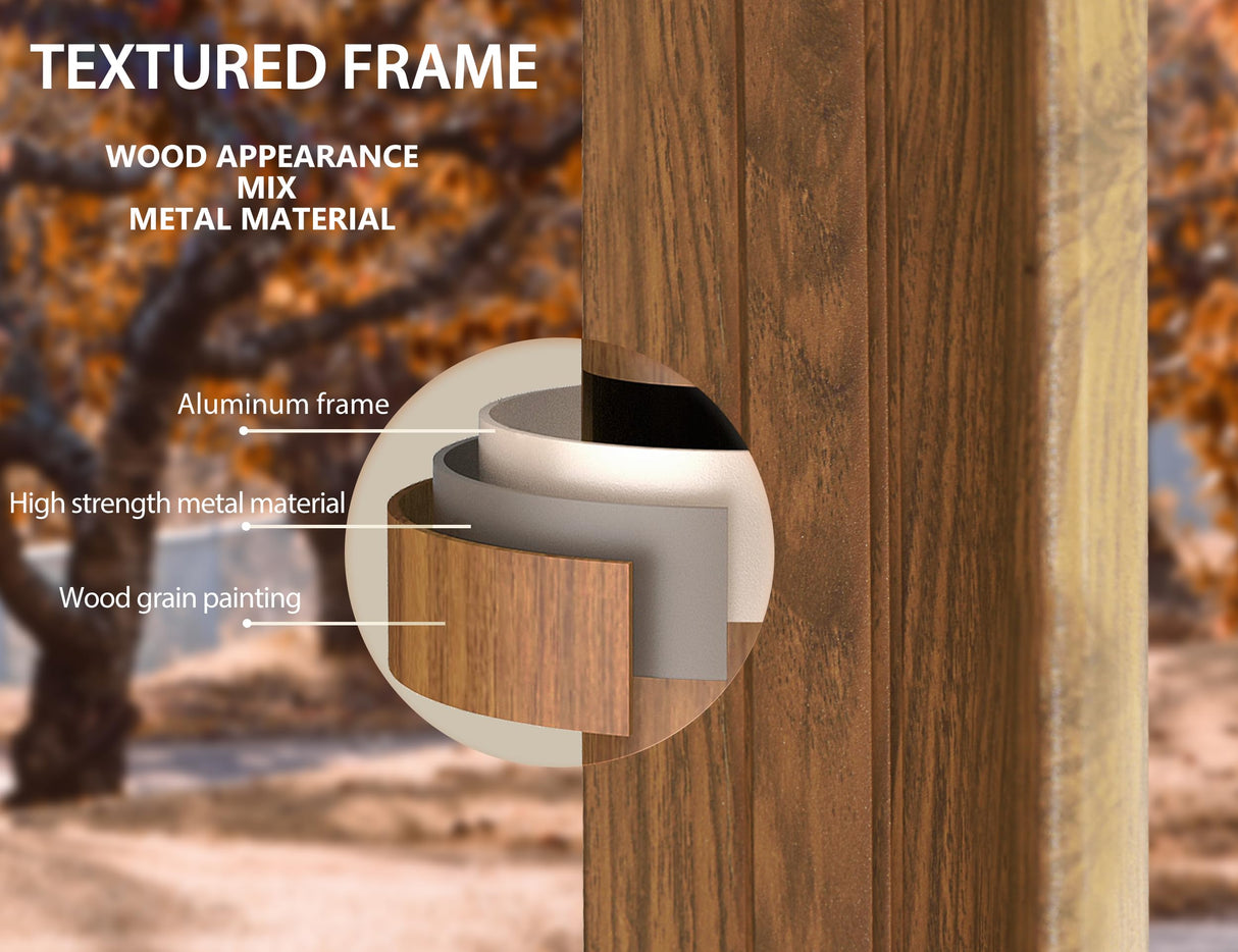 PURPLE LEAF 12' X 20' Outdoor Hardtop Gazebo for Patio Galvanized Steel Double Roof Permanent Canopy Teak Finish Coated Aluminum Frame Pavilion PURPLE LEAF