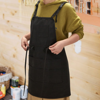 MyLifeUNIT Artist Apron, Adjustable Painting Apron with 10 Pockets for Arts and Craft, Black Canvas Pottery Apron for Women Men - WoodArtSupply