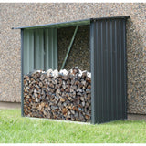 Hanover Indoor or Outdoor Steel Firewood Rack, Weather Resistant Open Wood Shed with Sloped Roof for Firewood, Pellet, or Lumber Storage, 5.3-Ft. x Hanover