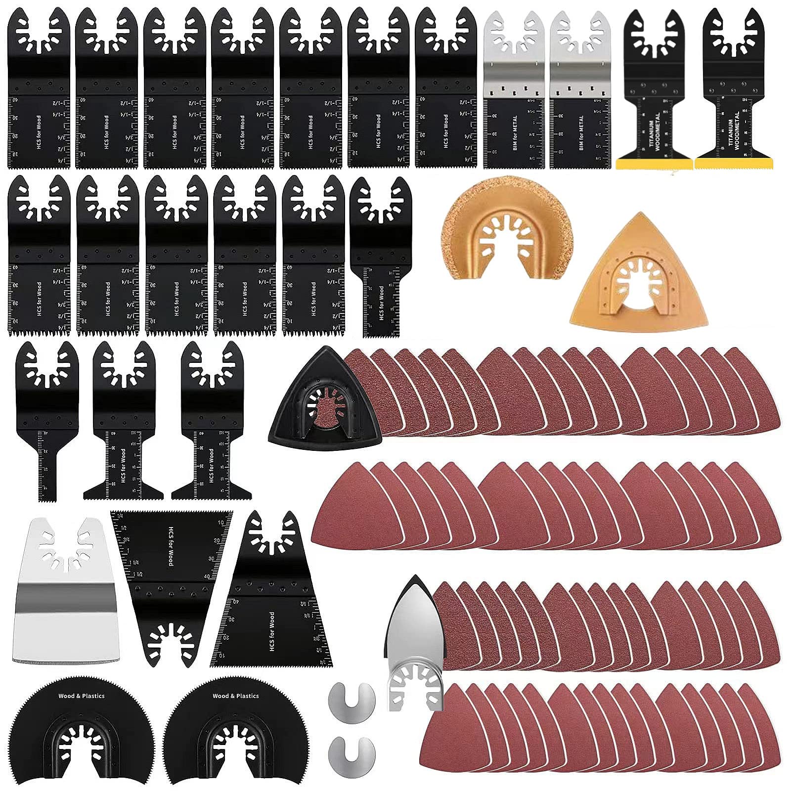 91Pack Oscillating Saw Blades,Premium Oscillating Tool Blades to Cut Wood Metal Plastics, Multitool Blades Kit Compatible with Dewalt Milwaukee - WoodArtSupply