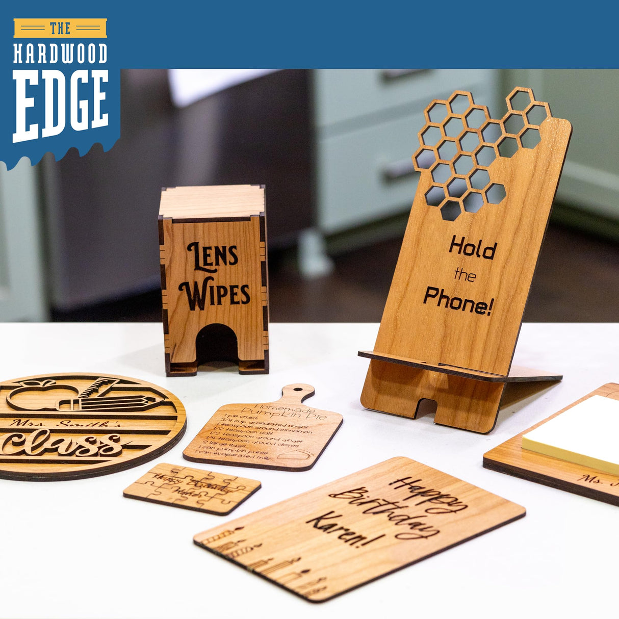 The Hardwood Edge Cherry Hardwood Planks - 2-Pack Cherry Craft Wood for Unfinished Wood Crafts - 1/4’’ (6mm) 100% Pure Hardwood - Laser Engraving THE HARDWOOD EDGE