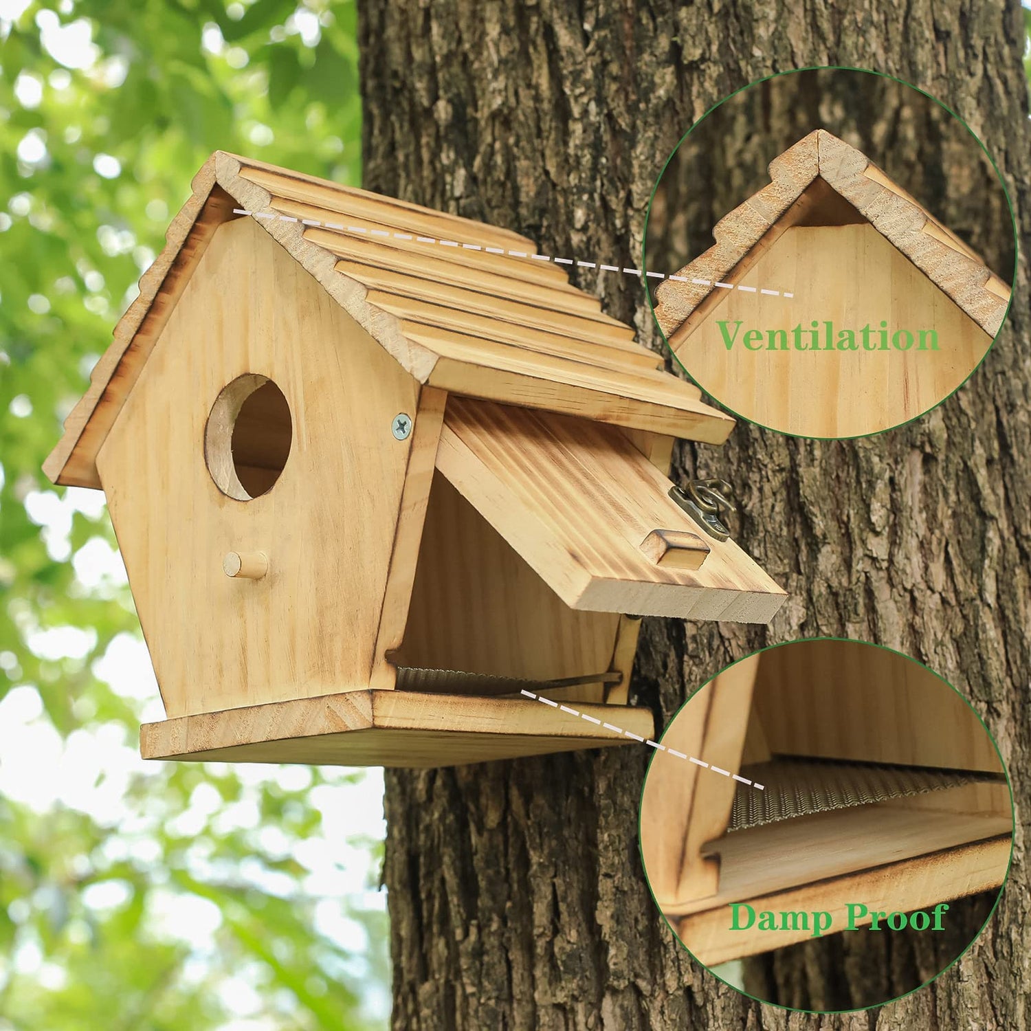 STARSWR Bird House,Outdoor Bluebird House for Outside Clearance,Wooden Birdhouse Finch Cardinals Hanging Birdhouse Nesting Box for Wild Bird Viewing STARSWR