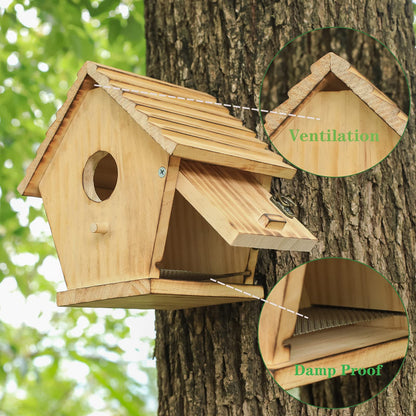 STARSWR Bird House,Outdoor Bluebird House for Outside Clearance,Wooden Birdhouse Finch Cardinals Hanging Birdhouse Nesting Box for Wild Bird Viewing - WoodArtSupply