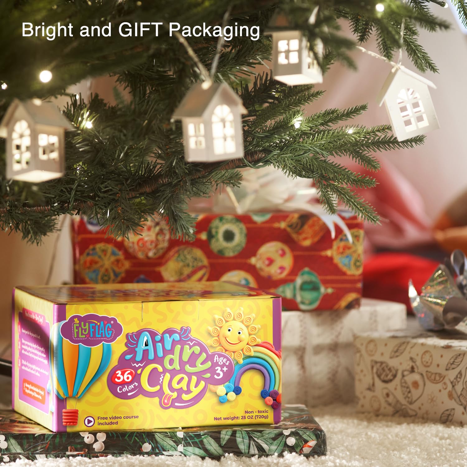 Air Dry Clay 36 Colors, Soft & Ultra Light, Modeling Clay for Kids with Accessories, Tools and Tutorials FLY FLAG
