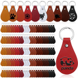 Nosiny 100 Pcs Pu Leather Key Fob Kit 10 Colors Leather Keychain Blanks with Key Rings and Rivets Key Chains Bulk for DIY (Bright Color) Nosiny
