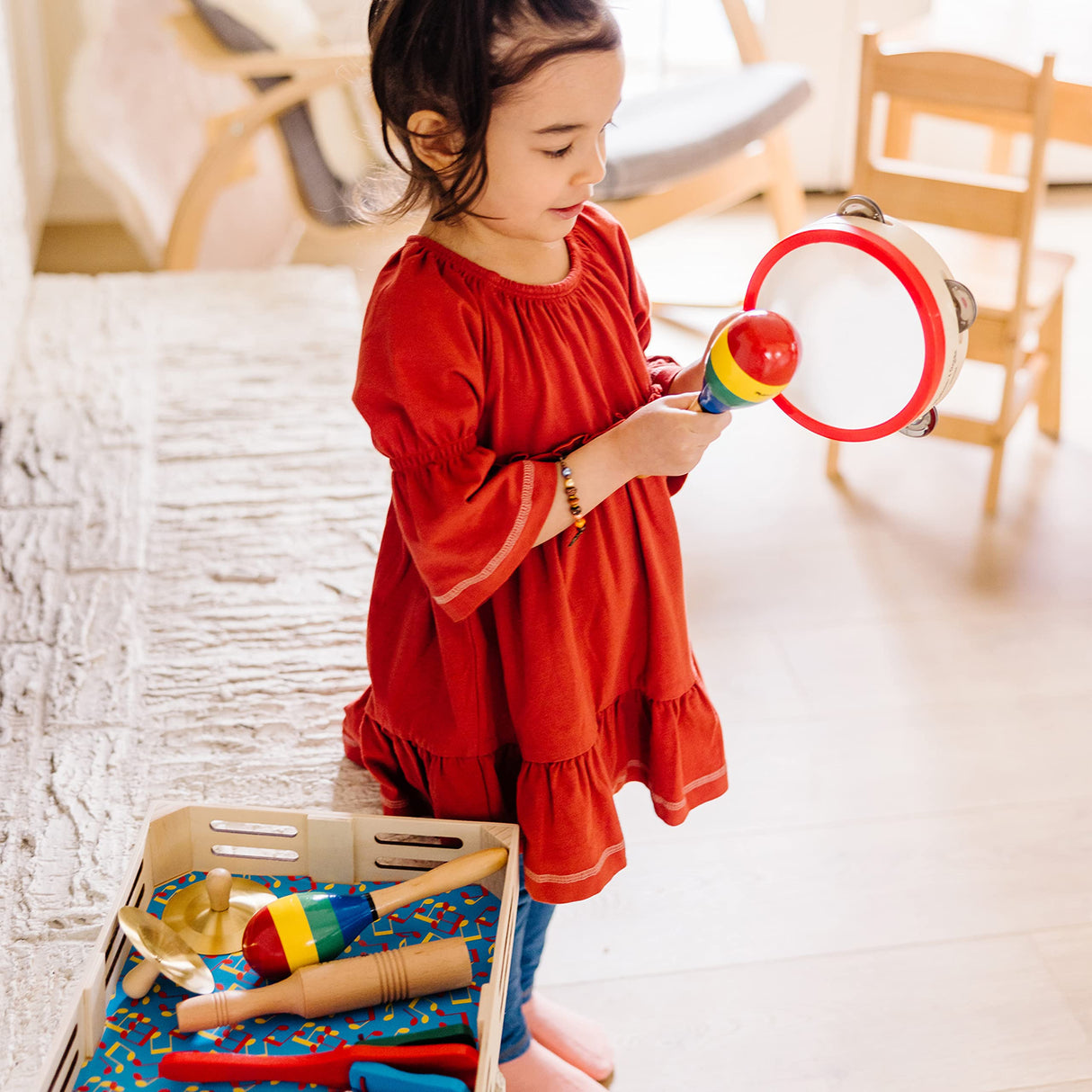 Melissa & Doug Band-in-a-Box Clap! Clang! Tap! - 10-Piece Musical Instrument Set - Kids Musical Instruments, Wooden Percussion Instruments For Melissa & Doug