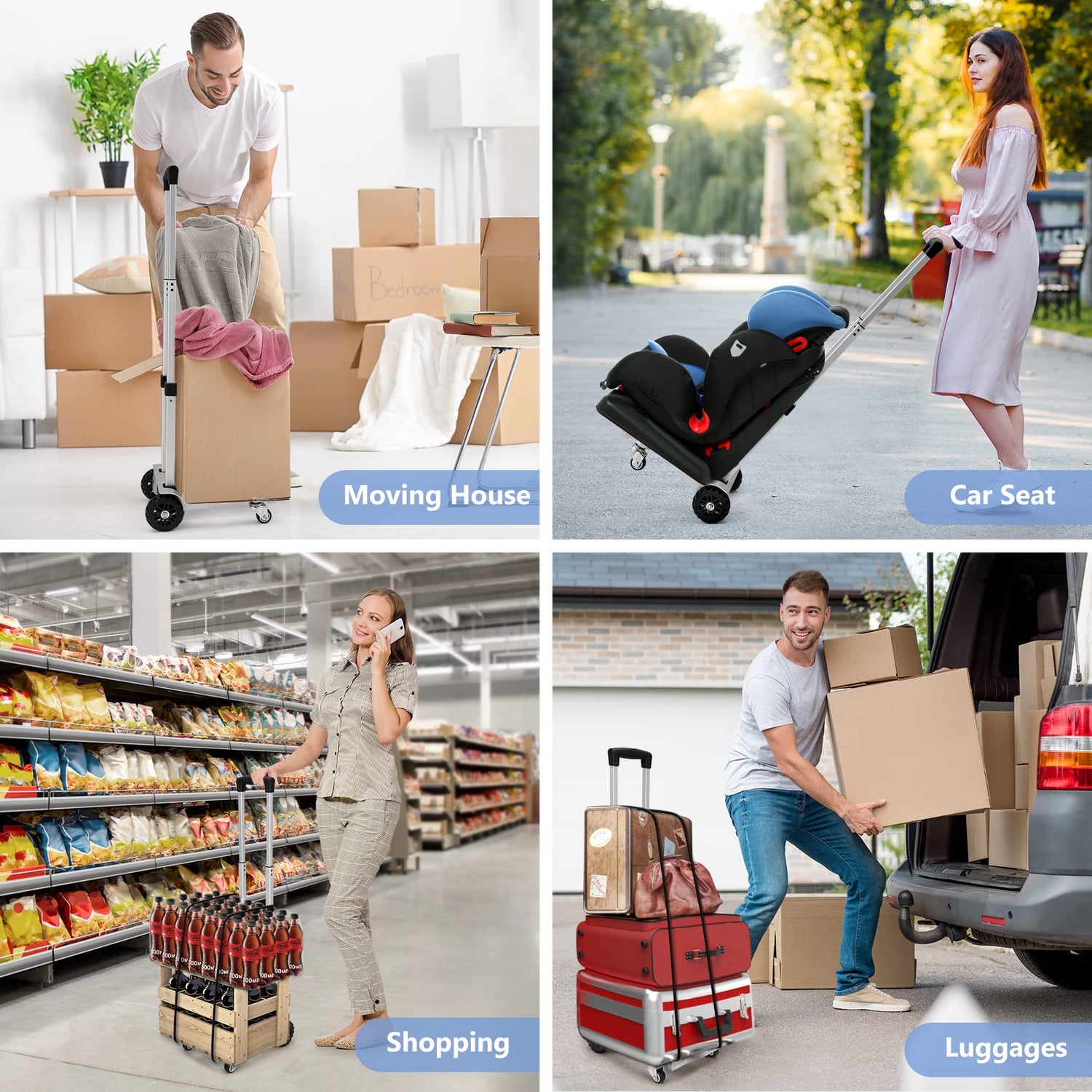 KEDSUM Foldable Aluminum Panel Hand Truck, Portable 270 lbs Lightweight Utility Cart for Travel, Shopping, Office Use KEDSUM