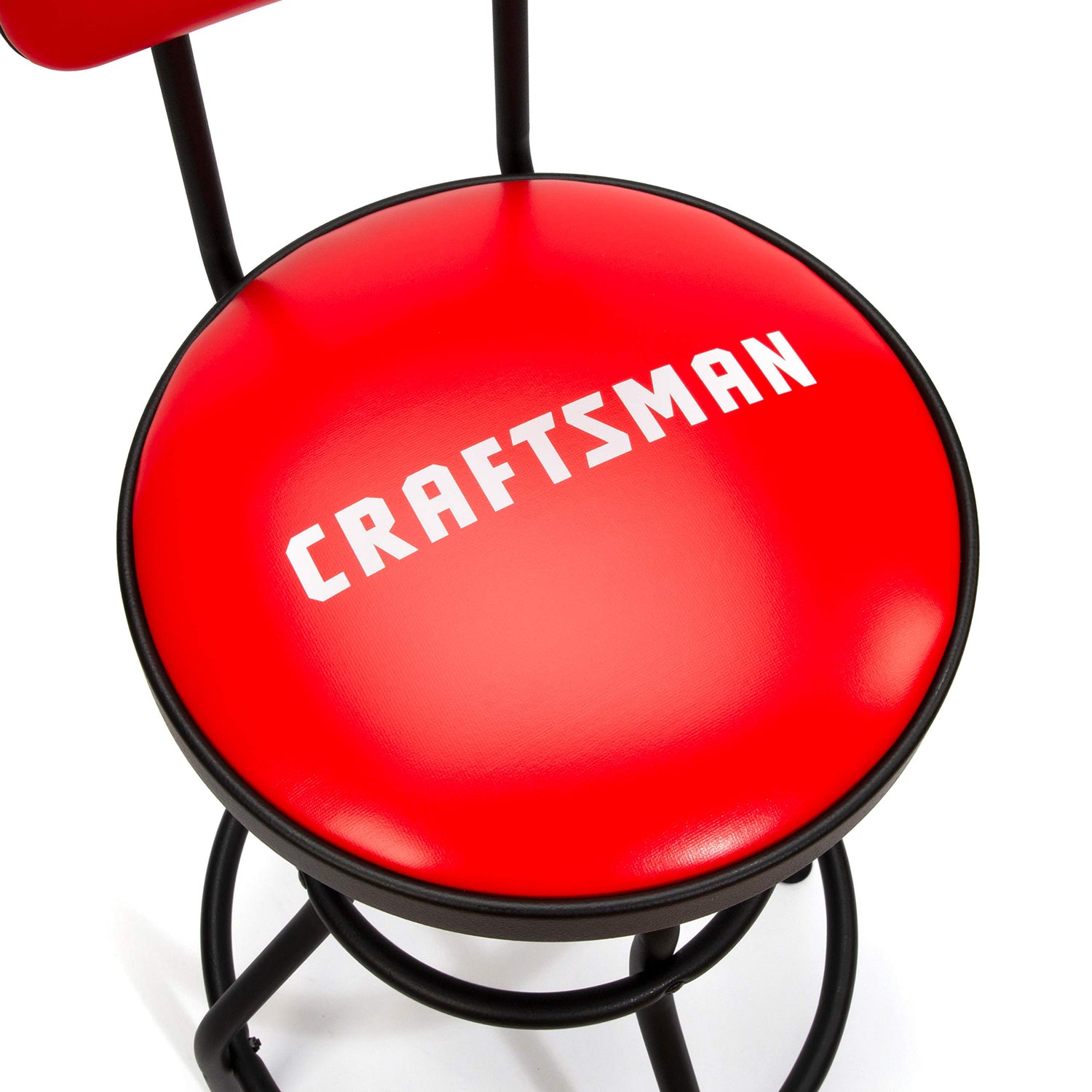 Craftsman Adjustable Height Work Shop Stool, 29 to 34-inches Tall, Rip-Resistant Padded Vinyl Seat, 300-lb Capacity, 360-degree Footrest, Non-Marring Craftsman