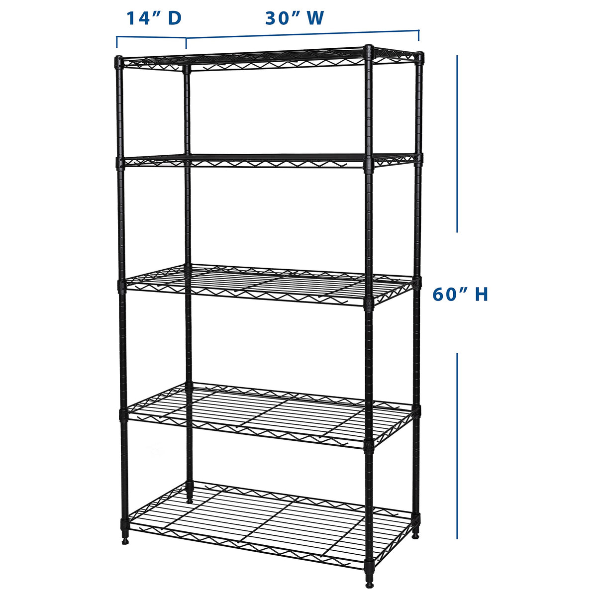 Seville Classics Solid Steel Wire Shelving Storage Unit Adjustable Shelves Organizer Rack, for Home, Kitchen, Office, Garage, Bedroom, Closet, Black, Seville Classics