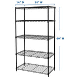 Seville Classics Solid Steel Wire Shelving Storage Unit Adjustable Shelves Organizer Rack, for Home, Kitchen, Office, Garage, Bedroom, Closet, Black, Seville Classics