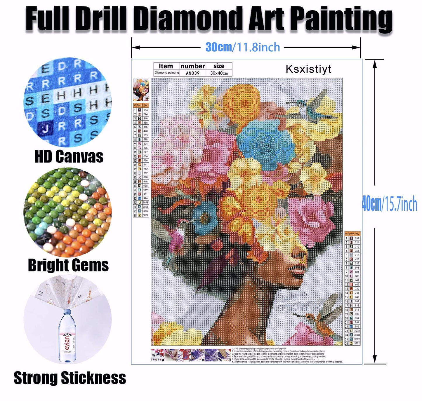 Ksxistiyt Diamond Art Painting Kits for Adults, Flower Women Full Drill Diamond Dots Paintings for Beginners, Round 5D Paint with Diamonds Pictures - WoodArtSupply