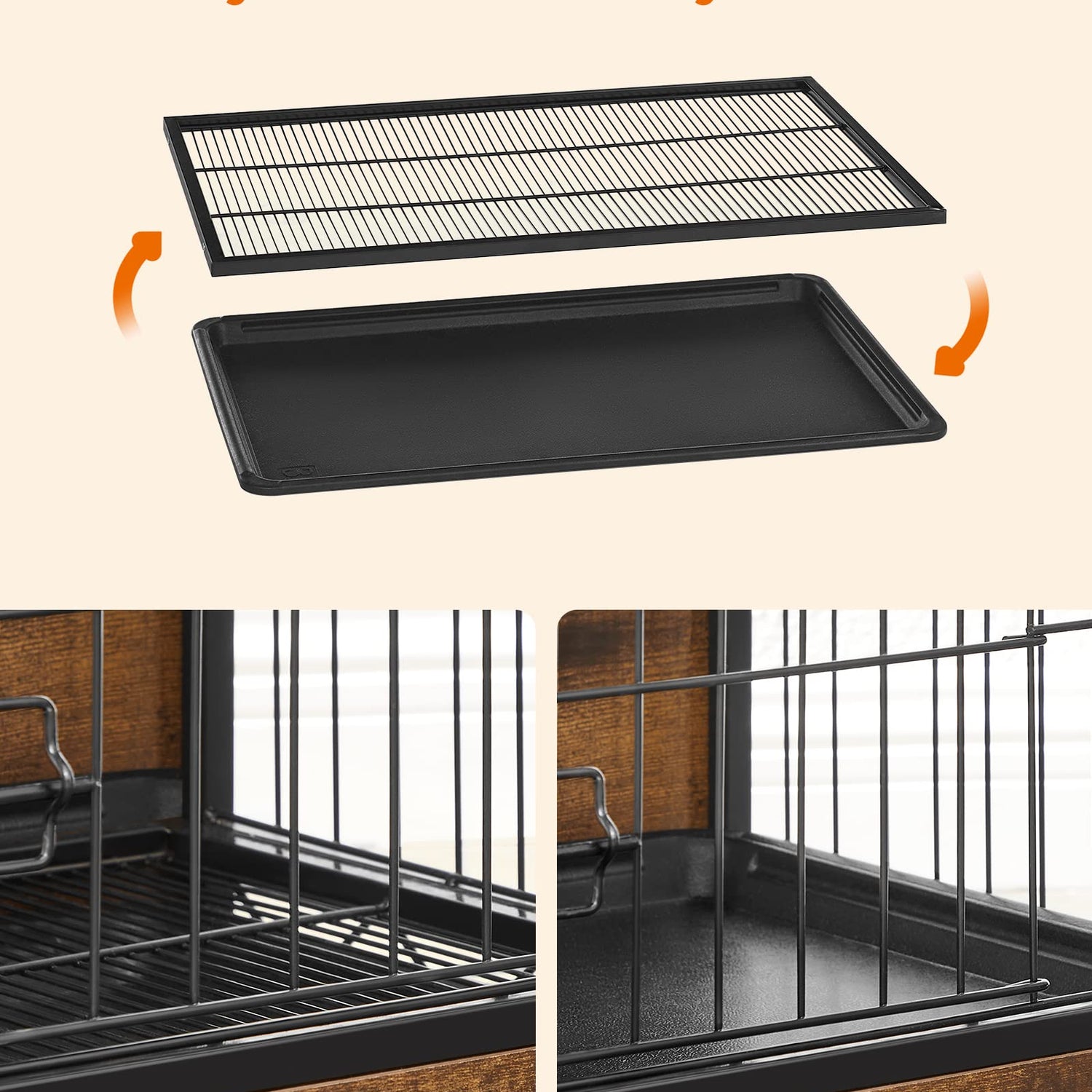 Feandrea Dog Crate Furniture, Side End Table, Modern Kennel for Dogs Indoor up to 70 lb, Heavy-Duty Dog Cage with Multi-Purpose Removable Tray, Feandrea