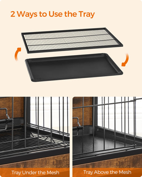 Feandrea Dog Crate Furniture, Side End Table, Modern Kennel for Dogs Indoor up to 70 lb, Heavy-Duty Dog Cage with Multi-Purpose Removable Tray, Feandrea