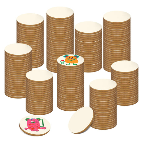 Jyongmer 200 Pieces Round Wood Circles for Crafts - 1 inch Wood Round Disc Unfinished Wood Circles Blank Natural Wooden Cutout Ornaments for Jyongmer