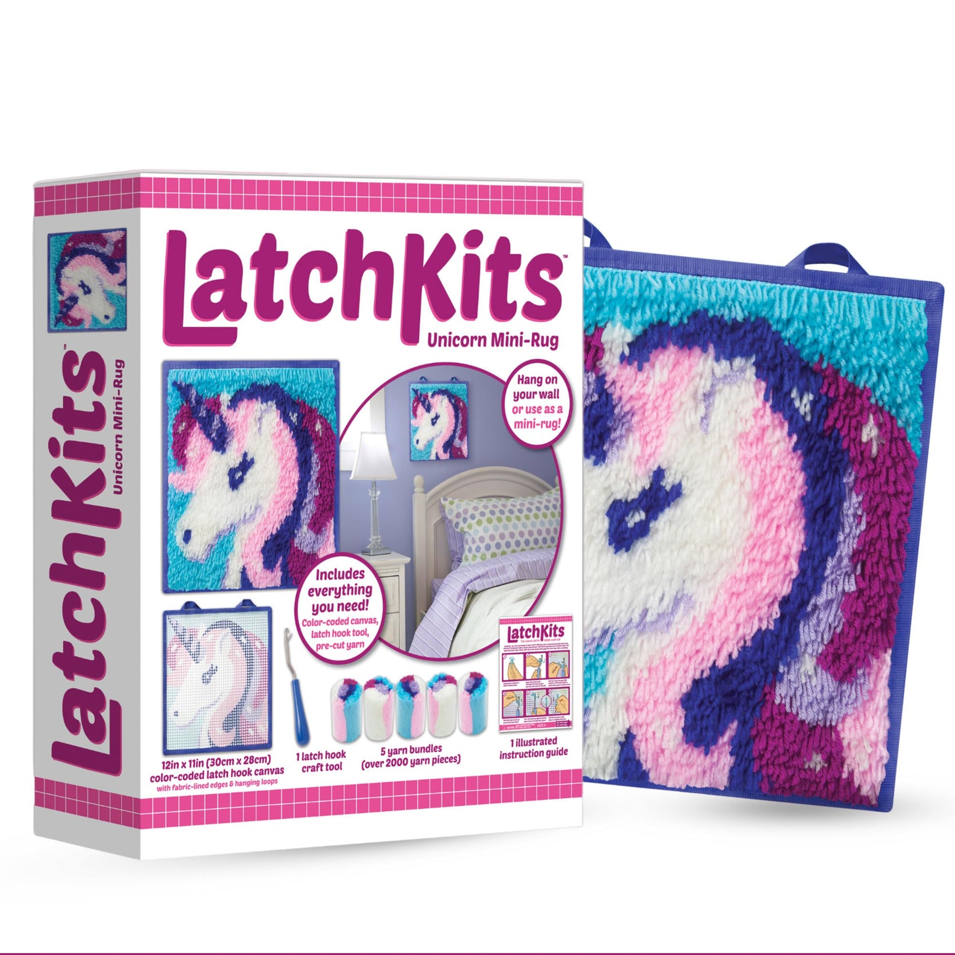  LatchKits Latch Hook Kit for Wall Hangings & Mini-Rugs