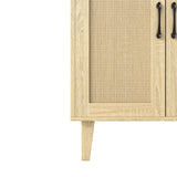 Panana Buffet Cabinet Sideboard with Rattan Decorated Doors Kitchen Storage Cupboard Accent Cabinet (Natural Wood) Panana
