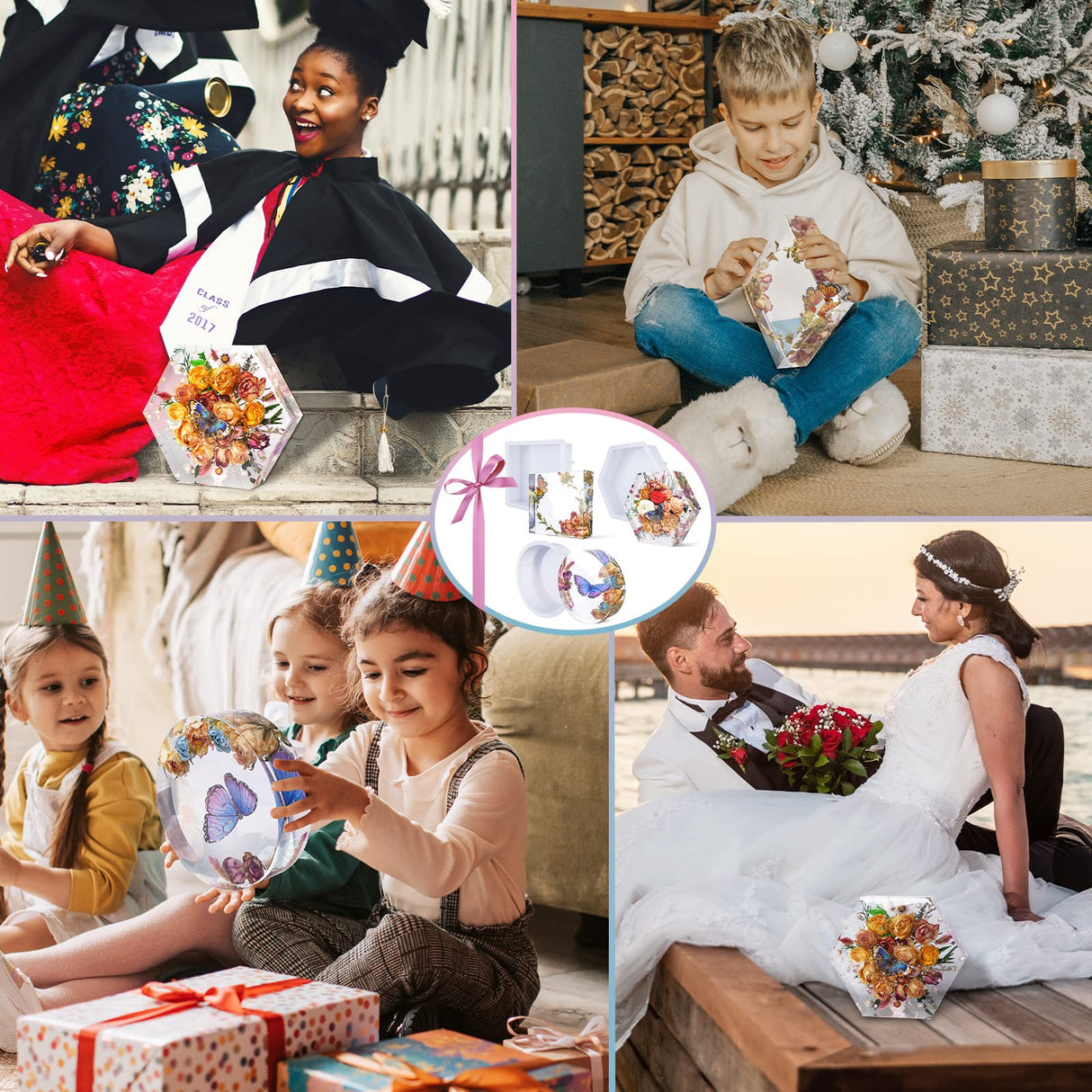 LET'S RESIN Upgrade Epoxy Resin Molds,Large Resin Molds for Flowers Preservation,Glossy Deep Hexagon Square Round Silicone Molds for Resin LET'S RESIN