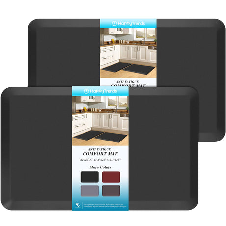 HappyTrends 2 PCS Kitchen Mat Cushioned Anti-Fatigue Floor Mat, Heavy Duty Ergonomic Comfort Foam Standing Mat, Waterproof Non-Slip Kitchen Rugs for HappyTrends