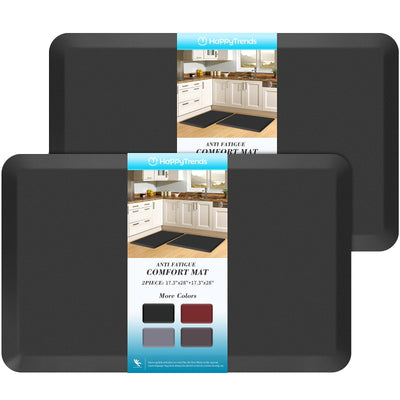 HappyTrends 2 PCS Kitchen Mat Cushioned Anti-Fatigue Floor Mat, Heavy Duty Ergonomic Comfort Foam Standing Mat, Waterproof Non-Slip Kitchen Rugs for