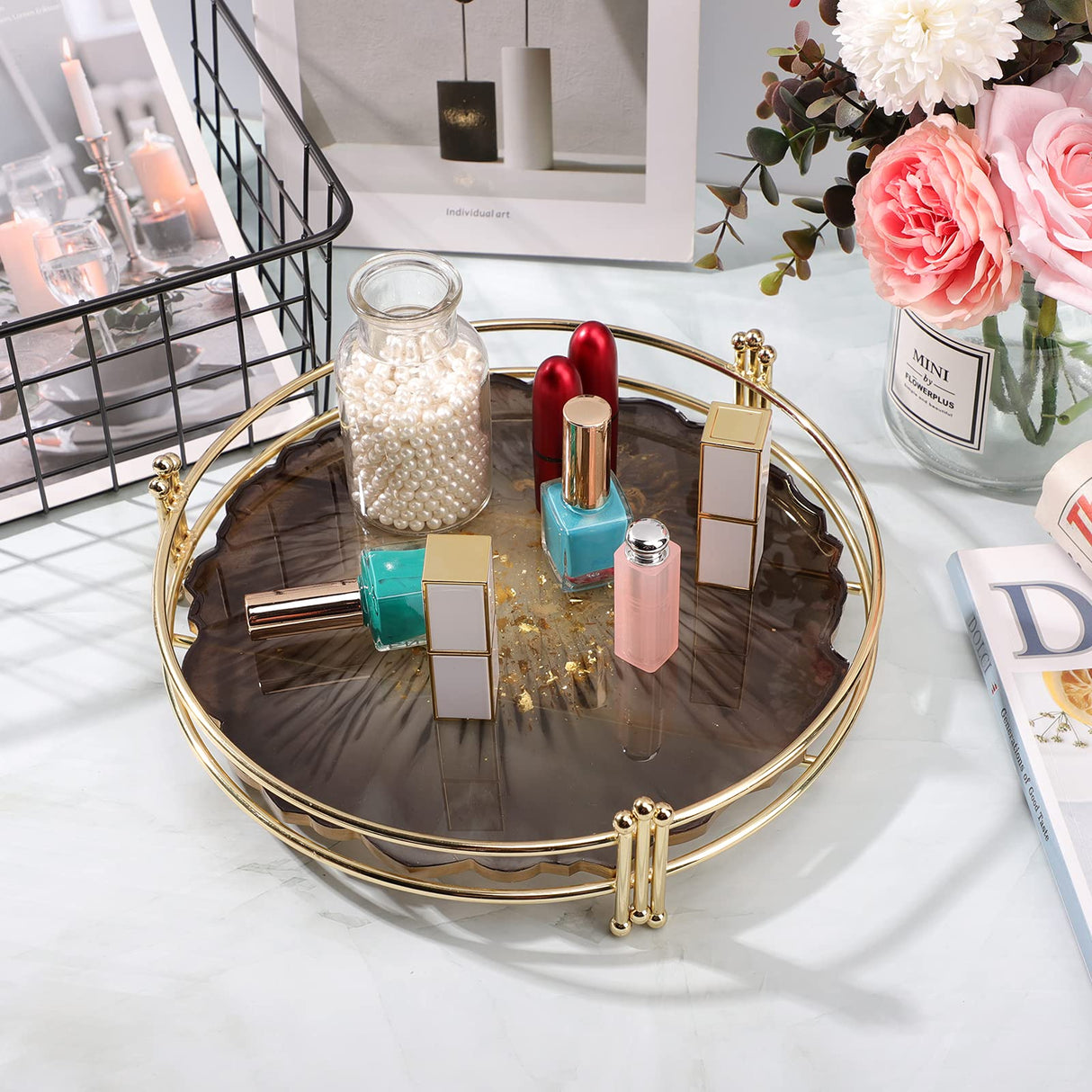 Gartful Large Round Resin Tray Mold-13 inch, Irregular Silicone Serving Tray, Geode Agate Epoxy Mold for Coaster, Fruit Board, Dessert Dish, Resin Gartful