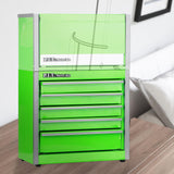 P.I.T. Portable Five-Drawer Steel Tool Box, Green Hand Carry Tool Cases for Tools Storage P.I.T.