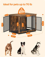 Feandrea Dog Crate Furniture, 38 Inches Dog Kennel for Dogs up to 70 lb, with Removable Tray, Heavy-Duty Dog Cage End Table, Double Doors Dog House, Feandrea