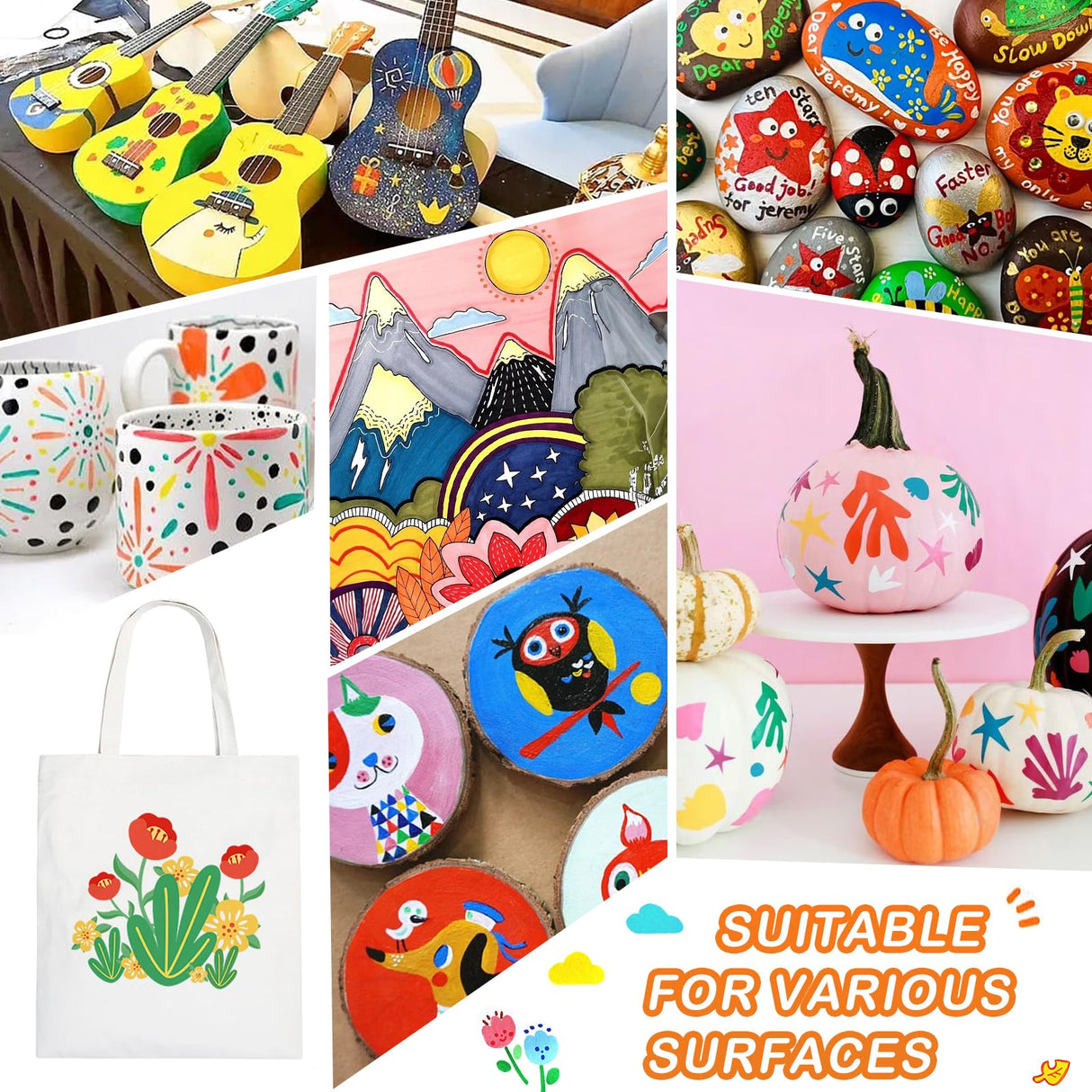 48 Colors Acrylic Paint Pens, Dual Tip Acrylic Paint Markers with Brush Tip and Fine Tip, Acrylic Pens for Rock Painting, Wood, Canvas, Stone, Glass, TANMIT