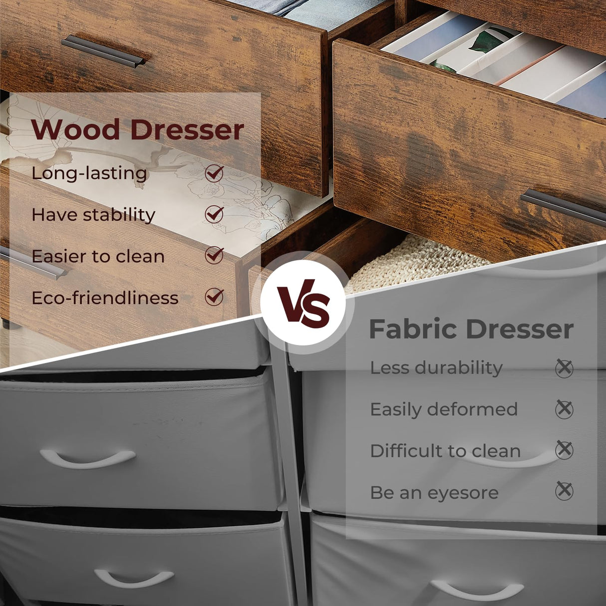 Lyromix Wood Dresser Wide 48'' Wooden TV Stand for Bedroom, Mid Century Modern Chest with Antique Finish, Perfect for Living Room Storage, 48.5" Lyromix