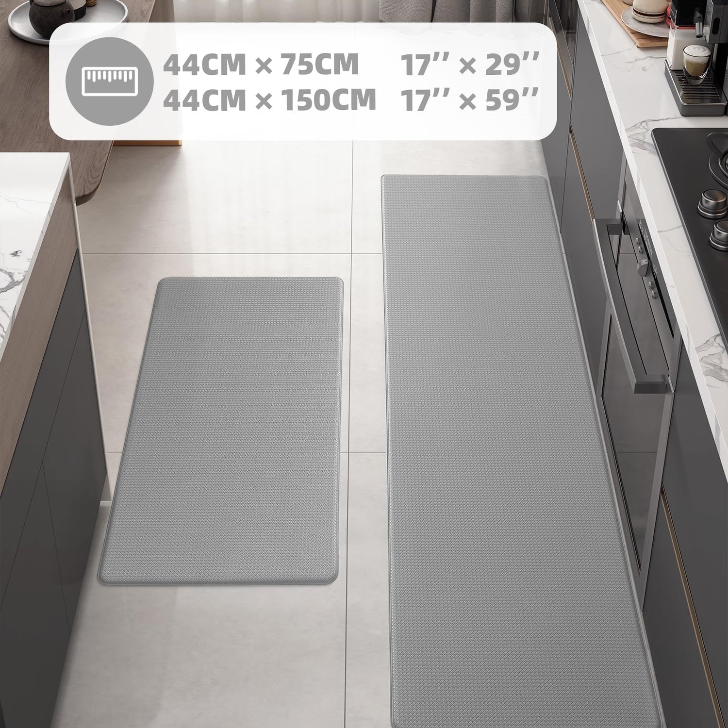 Color&Geometry Kitchen Rugs, Kitchen Rug Set 2 Piece Kitchen Runner Rug Kitchen Floor Mat, Cushioned Anti Fatigue Kitchen Mat Non Skid Waterproof Color&Geometry