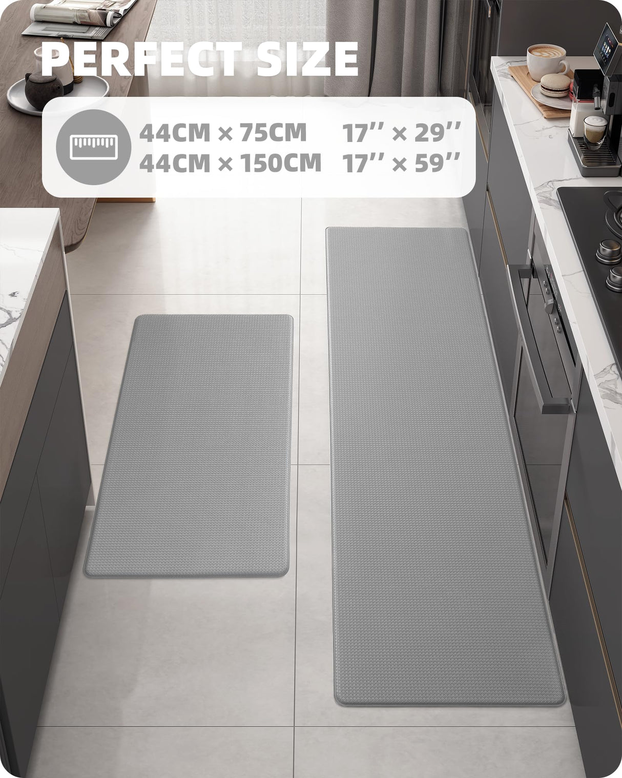 Color&Geometry Kitchen Rugs, Kitchen Rug Set 2 Piece Kitchen Runner Rug Kitchen Floor Mat, Cushioned Anti Fatigue Kitchen Mat Non Skid Waterproof Color&Geometry