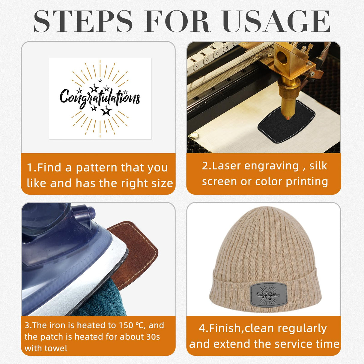 Dunzy 60 Pcs Blank Leatherette Hat Patches with Adhesive Rustic Leatherette Rounded Rectangle Patch Faux Leather Patches for Hats Costumes Fabric Dunzy