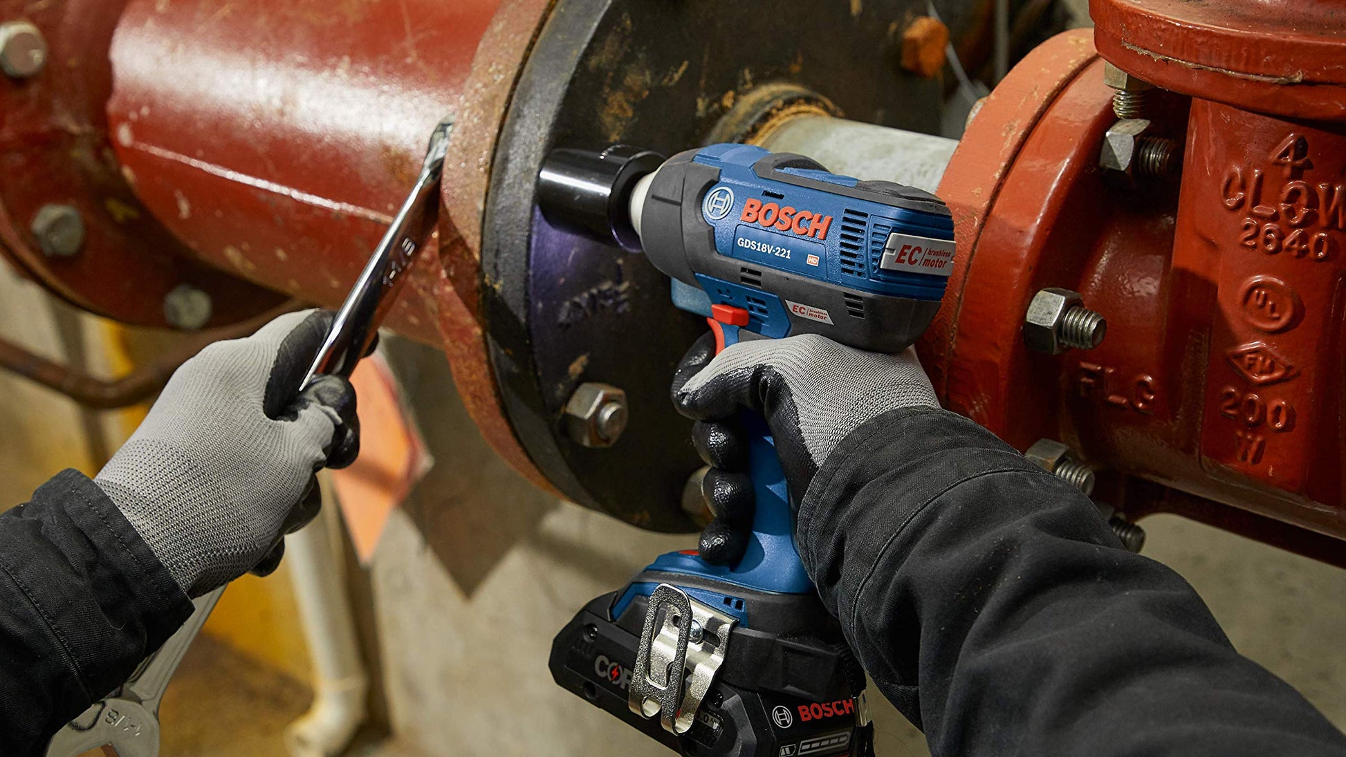 BOSCH GDS18V-221N 18V EC Brushless 1/2 in. Impact Wrench with Friction Ring and Thru-Hole (Bare Tool) - WoodArtSupply