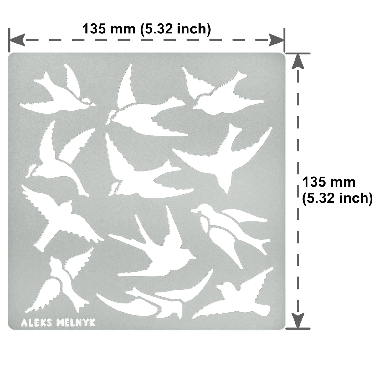 Aleks Melnyk No.468 Metal Stencil, Many Swallows Fly in The Sky, Birds, Animals, Small Stencil, 1 PC, Template for Wood Burning, Engraving, Crafting, Aleks Melnyk