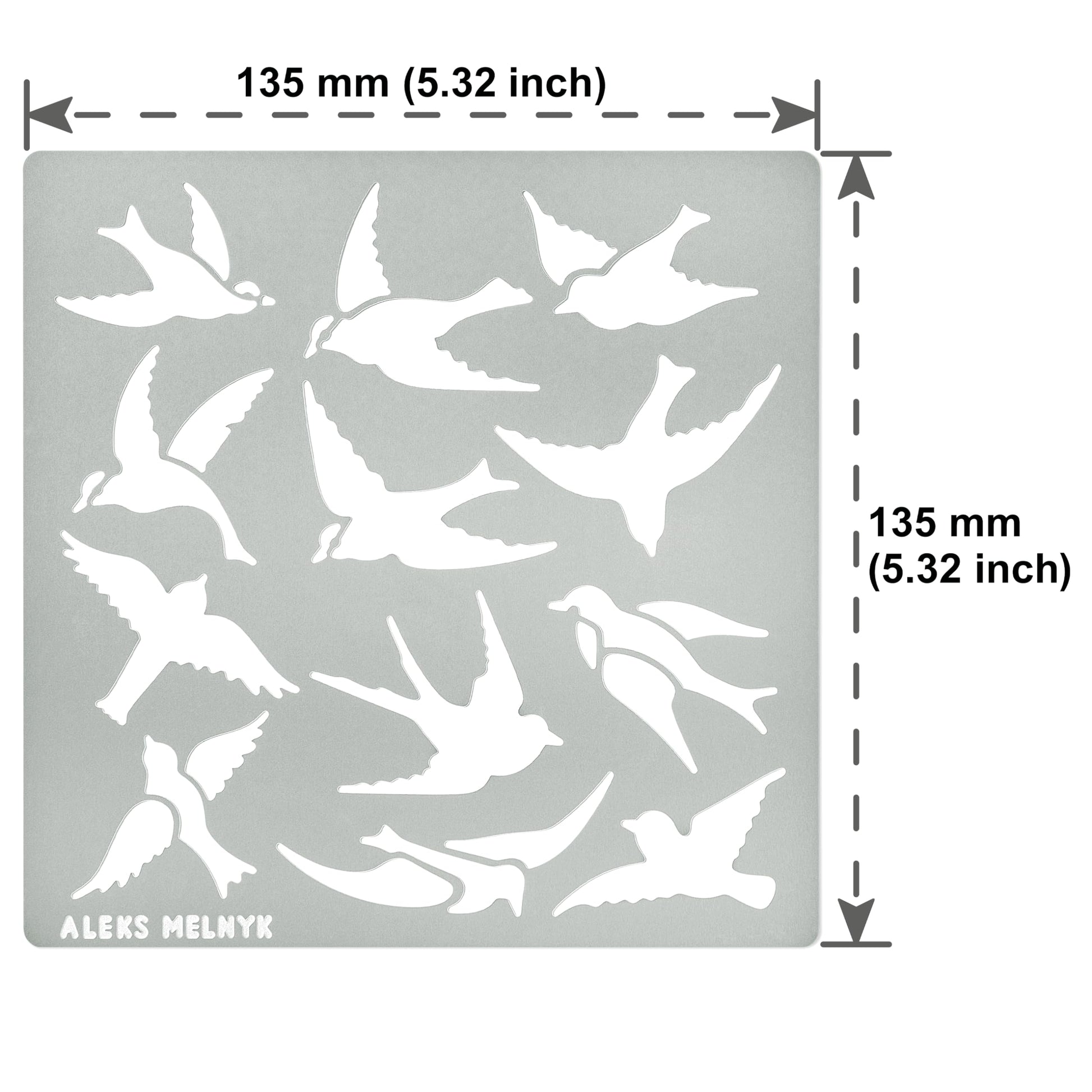 Aleks Melnyk No.468 Metal Stencil, Many Swallows Fly in The Sky, Birds, Animals, Small Stencil, 1 PC, Template for Wood Burning, Engraving, Crafting, - WoodArtSupply