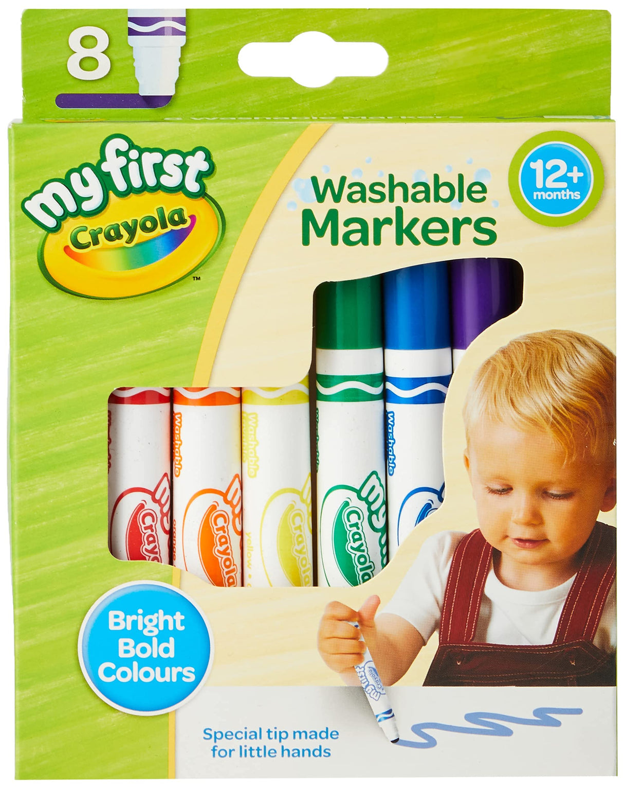 CRAYOLA MyFirst Washable Markers - Assorted Colours (Pack of 8) | Easy-Grip Markers Ideal for Toddlers Hands | Ideal for Kids Aged 12+ Months Crayola