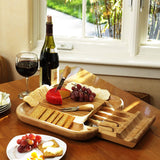 Picnic at Ascot Personalized Monogrammed Engraved Bamboo Cutting Board for Cheese & Charcuterie with Knife Set & Cheese Markers- Designed & Quality Picnic at Ascot