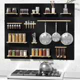 Peg Board, 6PCS Metal Pegboard, Heavy Duty Pegboard Wall Organizer with Frame. Black Pegboard for Walls, Garage, Workbench, Craft Room Tool FZK