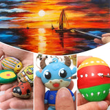 Artecho 12 Colors Large Bulk Acrylic Paint Set (500ml/17oz) Bottles, Art Craft Paint for Art Supplies, Canvas, Rocks, Wood, Fabric, Ceramic, Non Artecho