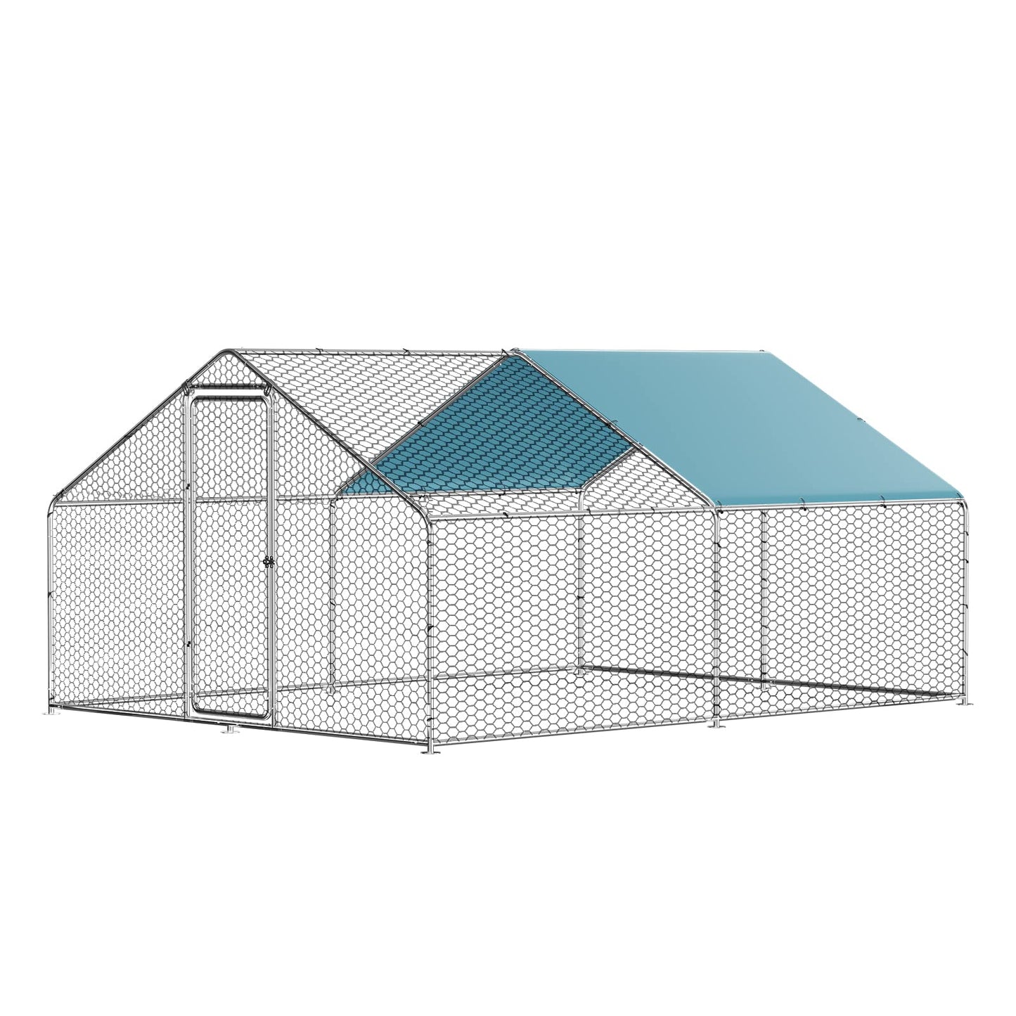 LOVMOR Large Chicken Coop Metal Chicken Run for 10 Chickens,Walk-in Poultry Cage for Yard with Waterproof and Anti-UV Cover Lockable Door