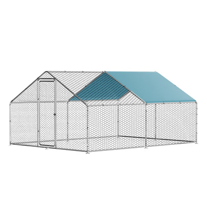 LOVMOR Large Chicken Coop Metal Chicken Run for 10 Chickens,Walk-in Poultry Cage for Yard with Waterproof and Anti-UV Cover Lockable Door